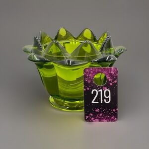 Vintage Viking Glass Flowerlite Flower Frog Green Artichoke Mcm